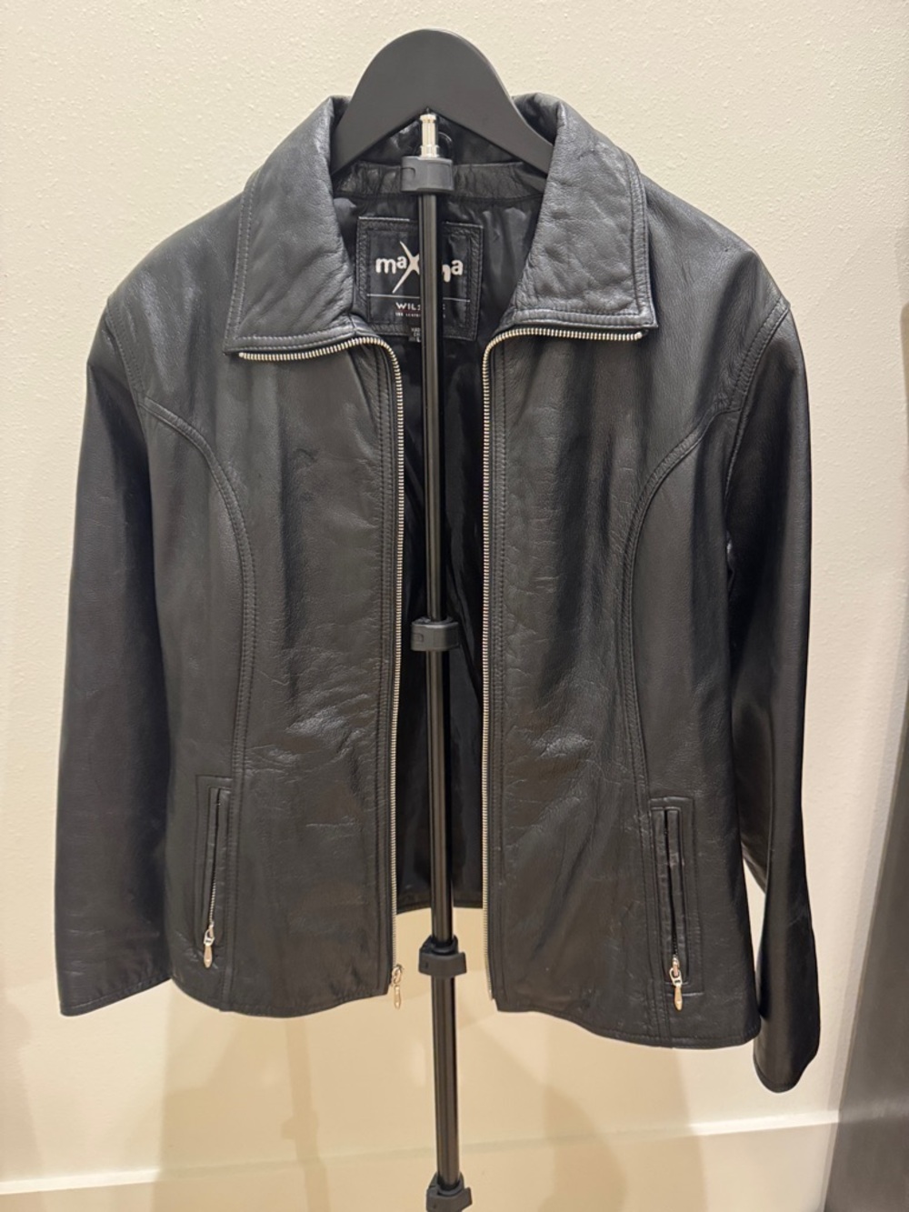 Wilsons Leather Maxima Black Zip-Front Leather Jacket